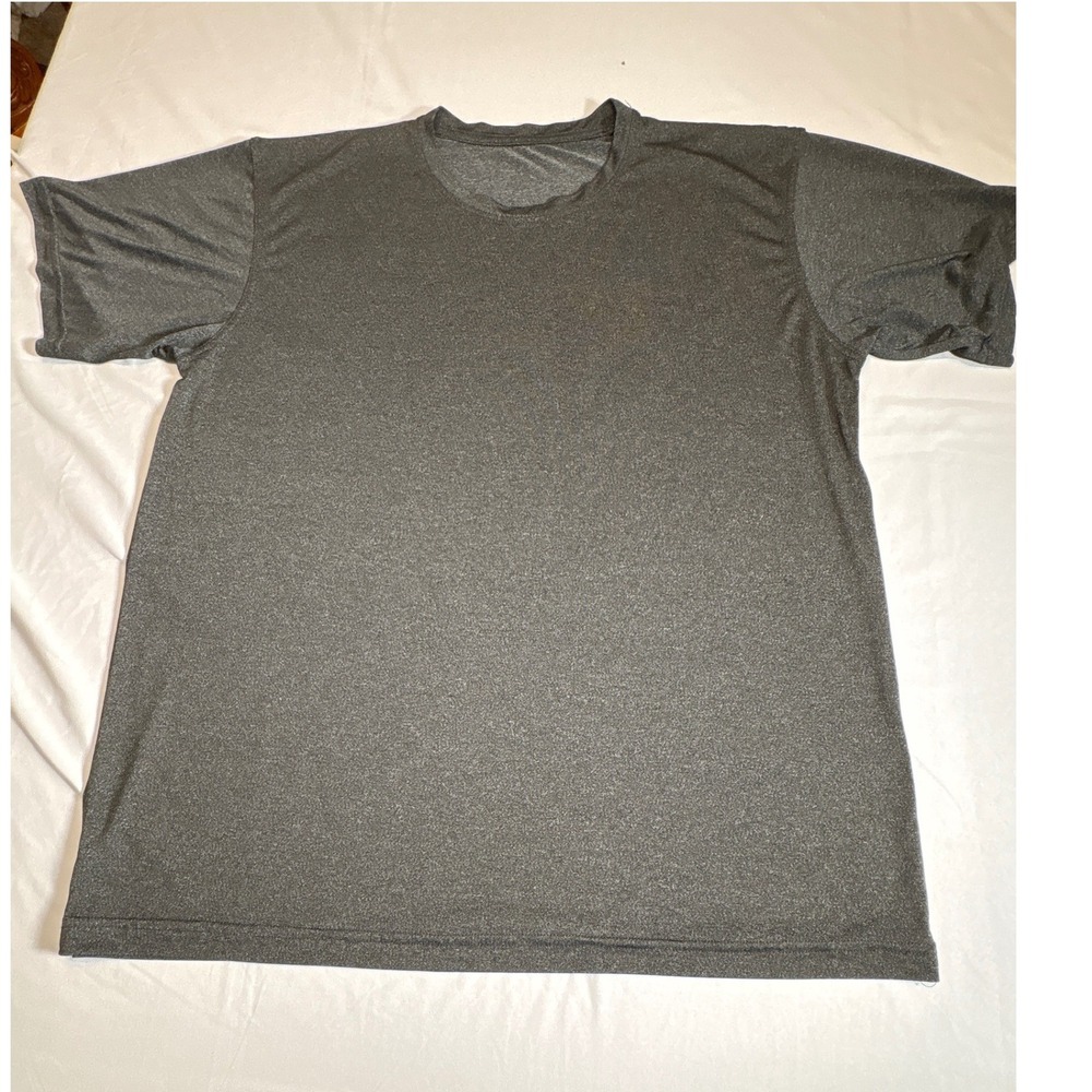 Mens Performance T-Shirt Charcoal Gray Heather Short Sleeve Crew Neck Top XL